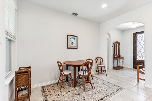 view of tiled dining room