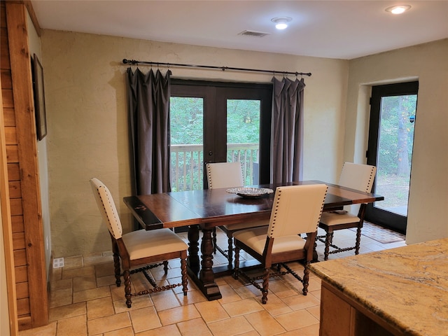 dining space with french doors