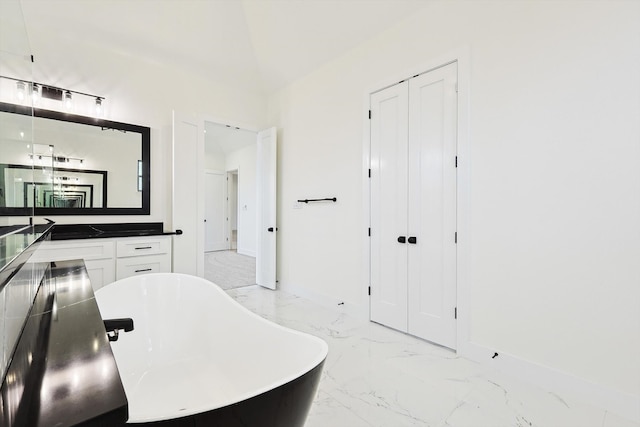 bathroom featuring vanity and a bathing tub