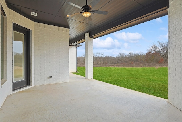 view of patio with ceiling fan