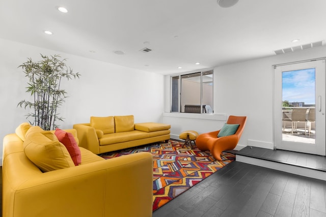 living room with hardwood / wood-style floors