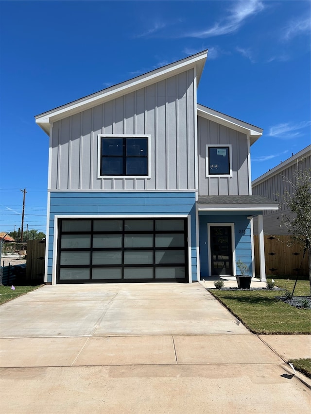 contemporary home with a garage