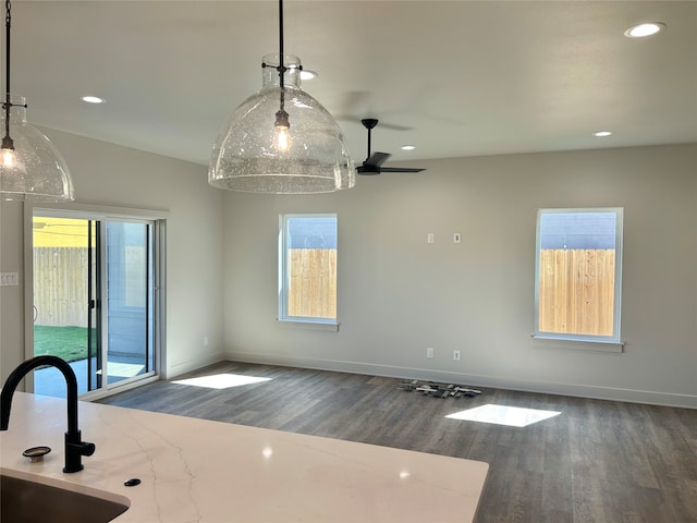 interior space with dark wood-type flooring