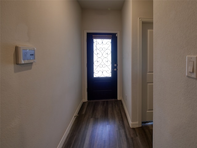 doorway to outside with dark hardwood / wood-style flooring