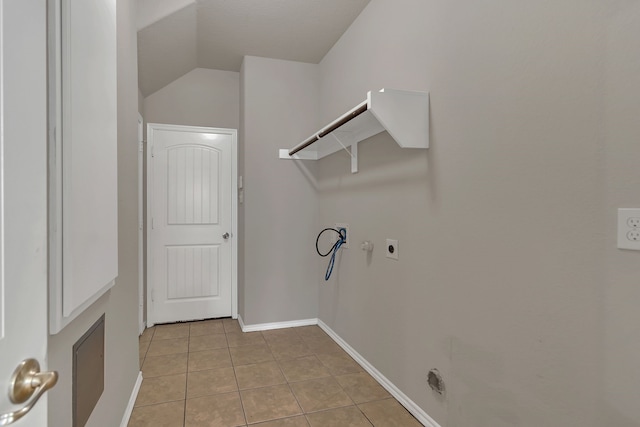 laundry room featuring washer hookup, gas dryer hookup, light tile patterned floors, and electric dryer hookup