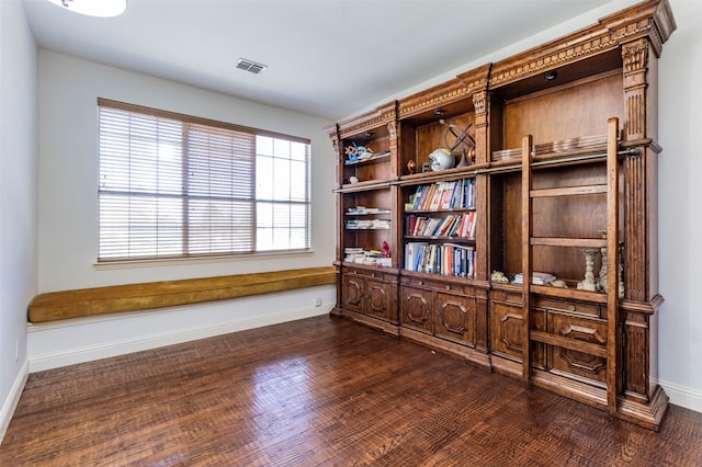 interior space with dark hardwood / wood-style floors