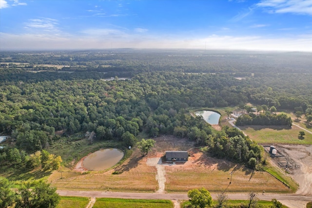 bird's eye view featuring a water view and a rural view