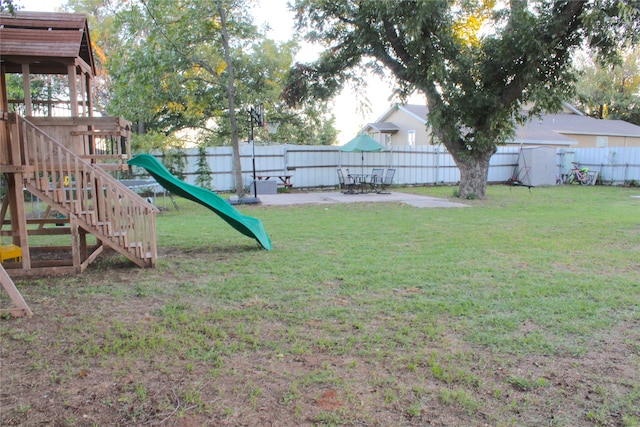 view of yard featuring a playground