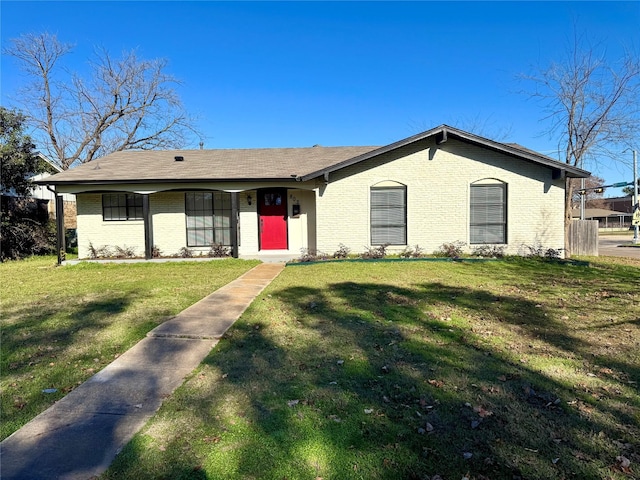 ranch-style home with a front yard