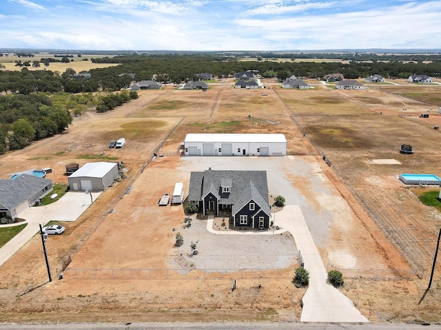 drone / aerial view with a rural view