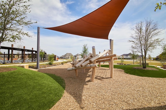 view of play area featuring a yard