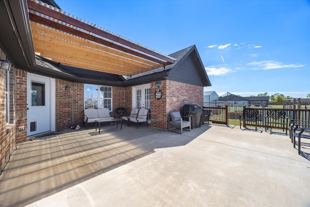 view of patio with grilling area