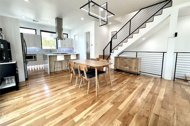 dining area featuring light hardwood / wood-style flooring