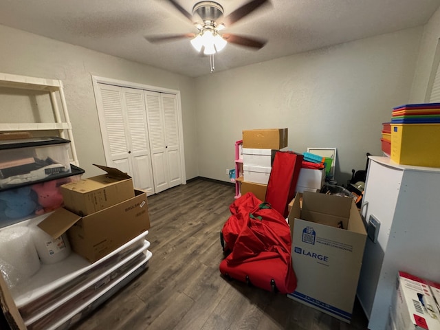 storage featuring ceiling fan