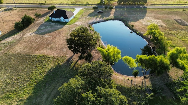 aerial view with a water view and a rural view