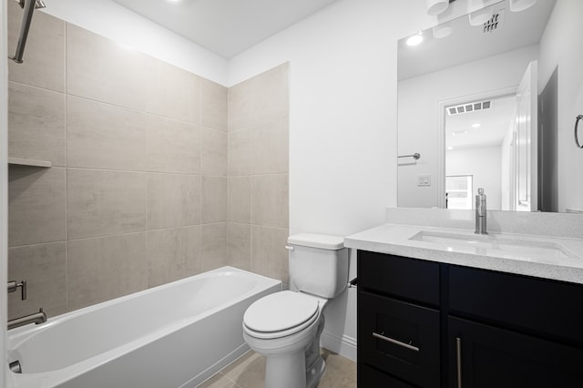 13638 Colony Mews, Frisco, TX 75033 - bathroom with visible vents, shower / washtub combination, toilet, vanity, and tile patterned floors