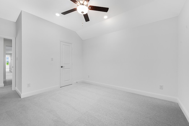 13638 Colony Mews, Frisco, TX 75033 - empty room with light carpet, baseboards, a ceiling fan, and lofted ceiling