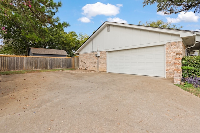 exterior space with a garage