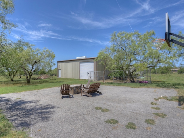 view of yard with a fenced in pool and a patio area