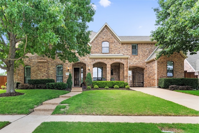 view of front of house with a front lawn