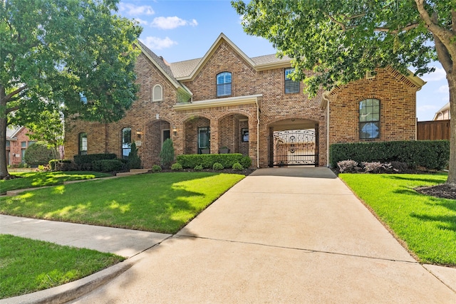 view of front facade featuring a front yard