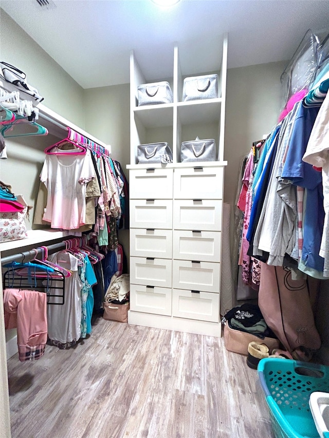 spacious closet with light wood-type flooring