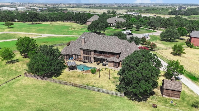 aerial view featuring a rural view