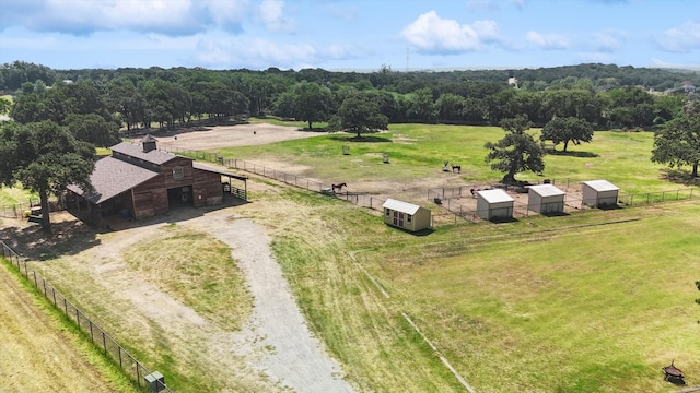 aerial view with a rural view