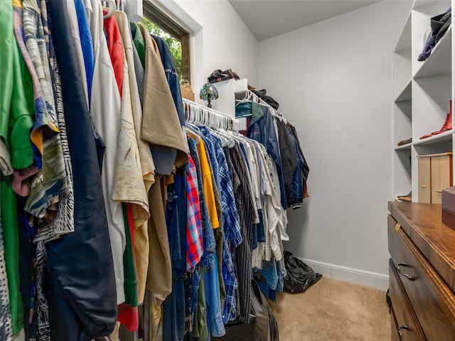 walk in closet featuring carpet