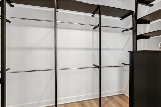 walk in closet featuring light hardwood / wood-style flooring