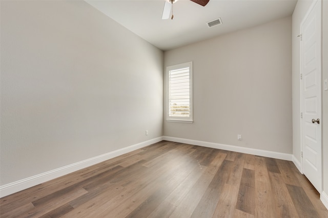 unfurnished bedroom featuring ceiling fan and hardwood / wood-style floors