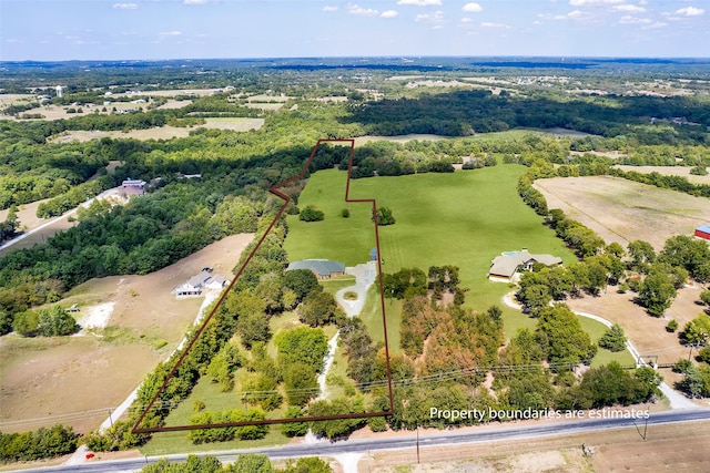 drone / aerial view featuring a rural view