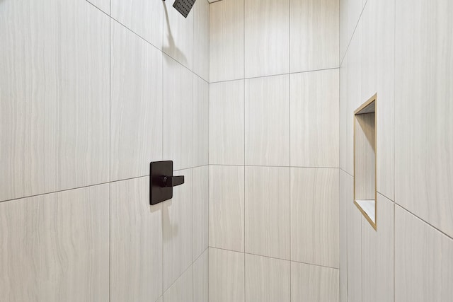 interior details featuring tiled shower