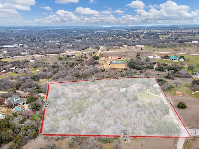 13823 Llano Dr, Weatherford, TX 76087 - aerial overview of property's location with property parcel outlined