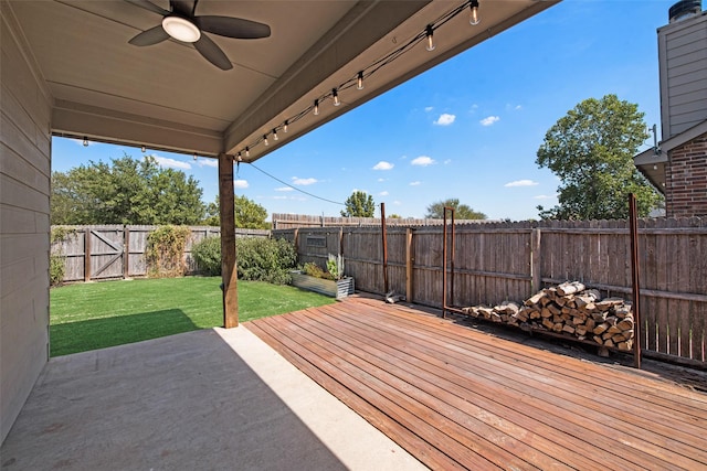 view of patio / terrace featuring ceiling fan