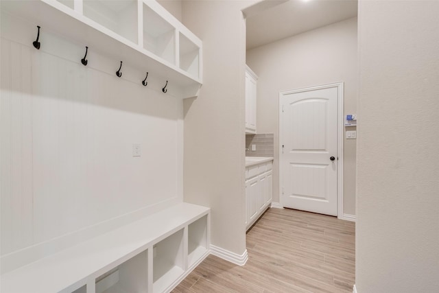 mudroom featuring light hardwood / wood-style floors