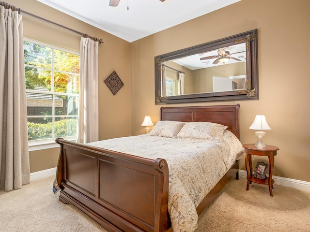 7005 Shinnecock Hills Dr, Fort Worth, TX 76132 - bedroom featuring a ceiling fan, baseboards, and light colored carpet