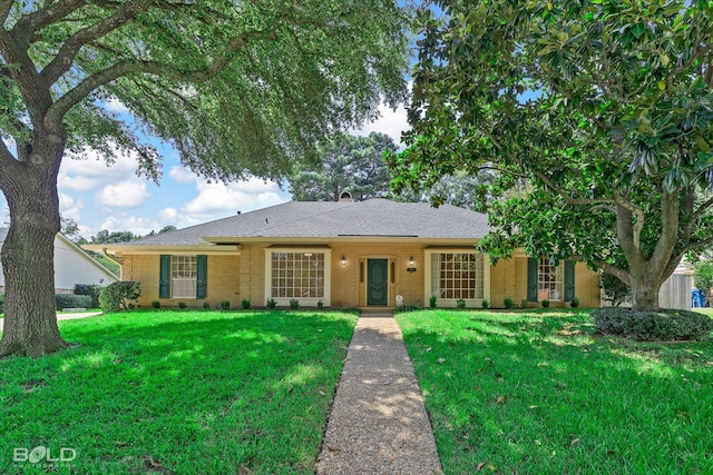 ranch-style house featuring a front yard