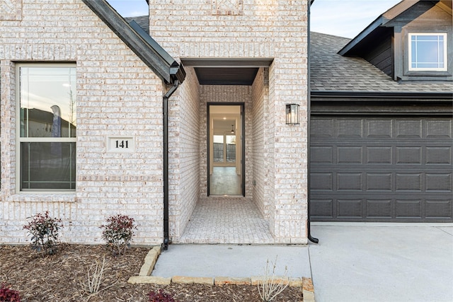 property entrance featuring a garage