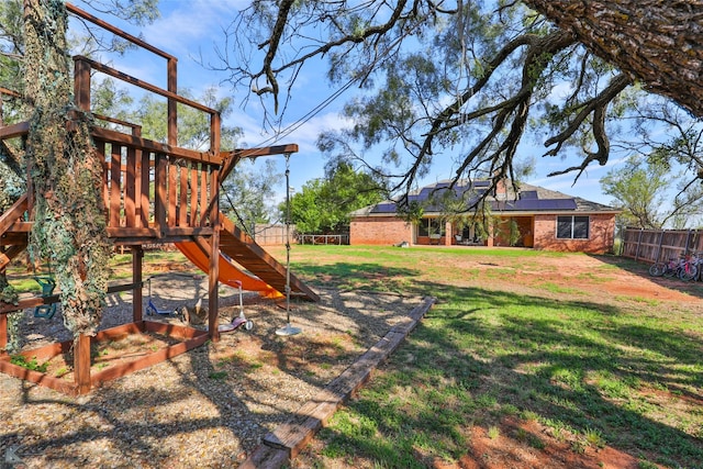 view of yard with a playground