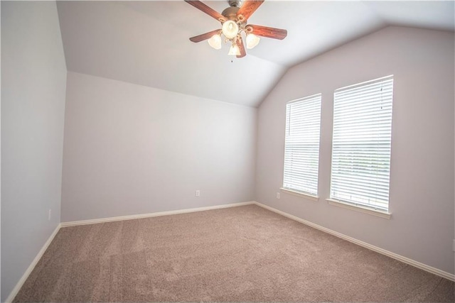 6321 Bear Run Rd, The Colony, TX 75056 - bonus room featuring vaulted ceiling, ceiling fan, carpet, and baseboards