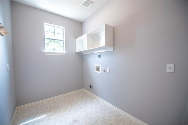 laundry area with washer hookup and hookup for an electric dryer