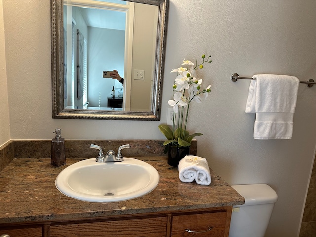 bathroom with toilet and vanity