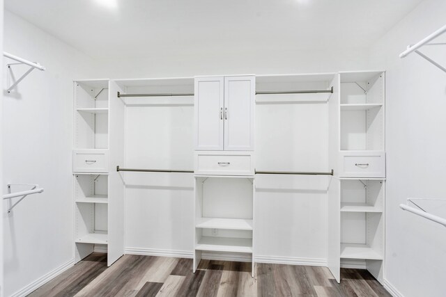 walk in closet featuring hardwood / wood-style floors