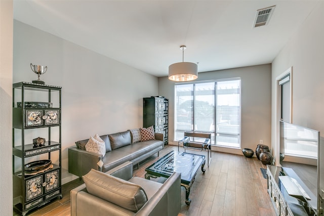 living room featuring light hardwood / wood-style flooring