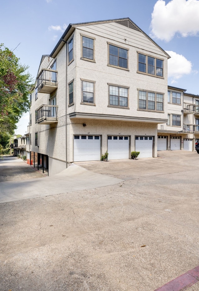 exterior space featuring a garage