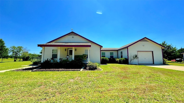 view of front of house with a front yard and covered porch