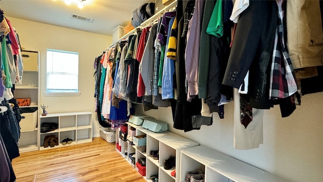 spacious closet featuring light hardwood / wood-style flooring