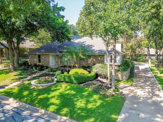 view of front of home featuring a front lawn