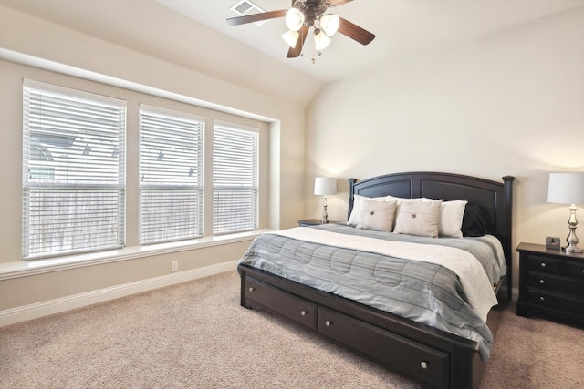 1104 Dove Haven Dr, Mansfield, TX 76063 - carpeted bedroom featuring baseboards, a ceiling fan, visible vents, and vaulted ceiling